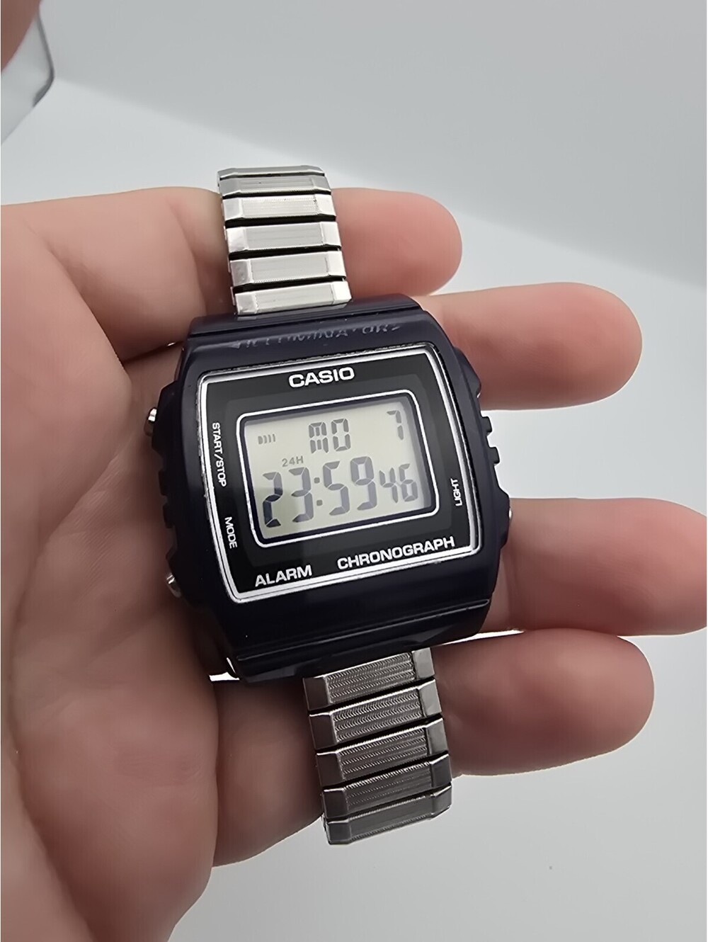 Casio W-59 Illuminator Alarm Chronograph Digital Watch Steel Expansion Band